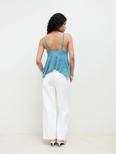 Be Stylish Women Elegant Morning Bluew Tie-Front Handkerchief Cami Top
