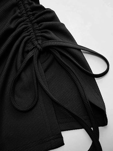 Be Stylish Women Elegant Black Asymmetrical Ruched Tank Top