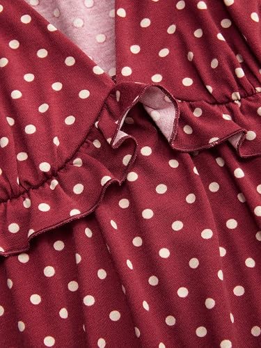 Be Stylish Women Elegant Burgundy Polka Dot Ruffle Cami Top